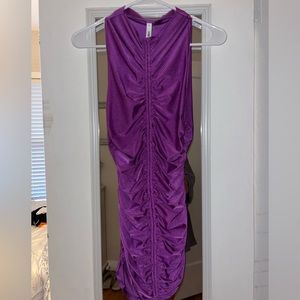 Tight Purple High Neck Dress